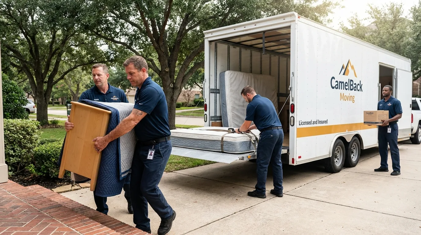 Crew loading residential truck for cross-state move from Burton, OH